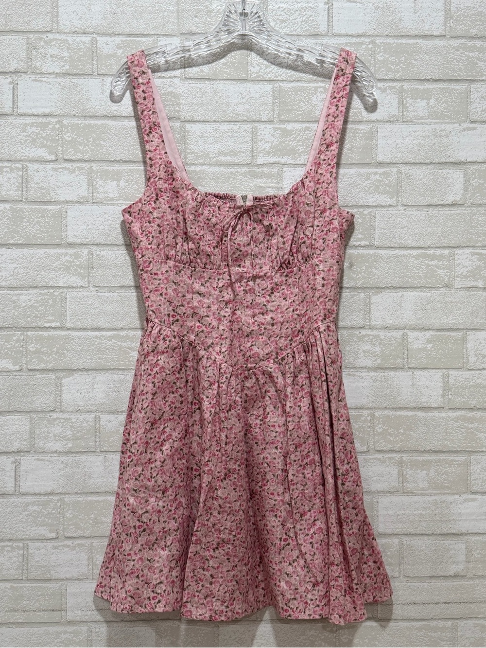 REFORMATION Daria Linen Dress Mini Length In Rosin Floral Print - Size - 8